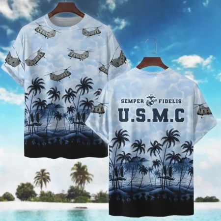 CH-46 Sea Knight Hawaii Style Palm Tree U.S. Marine Corps Premium T-Shirt All Over Prints Gift Loves