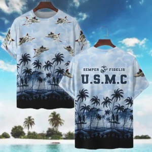 F-4 Phantom II Hawaii Style Palm Tree U.S. Marine Corps Oversized Hawaiian Shirt All Over Prints Gift Loves