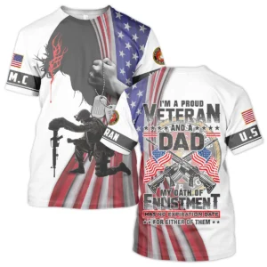 I Am Proud Veteran And A Dad U.S. Marine Corps All Over Prints Oversized Hawaiian Shirt