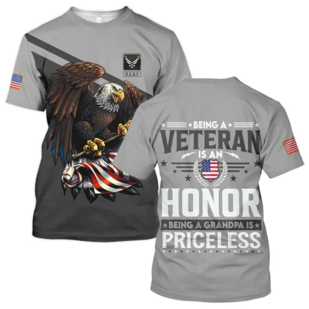 Being A Veteran Is An Honor Being A Grandpa Is Priceless U.S. Air Force All Over Prints Unisex T-Shirt