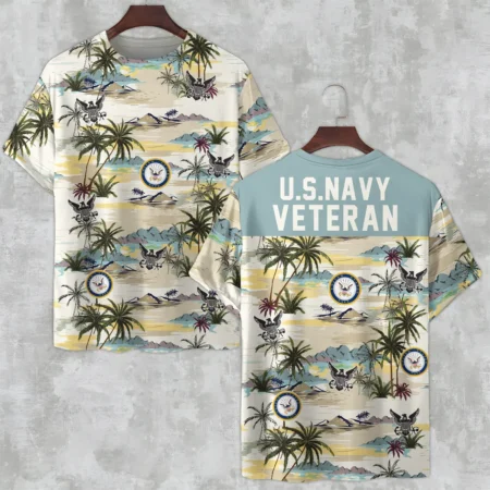 Hawaii Pattern Summer Beach Shirt Veteran U.S. Navy All Over Prints Unisex T-Shirt