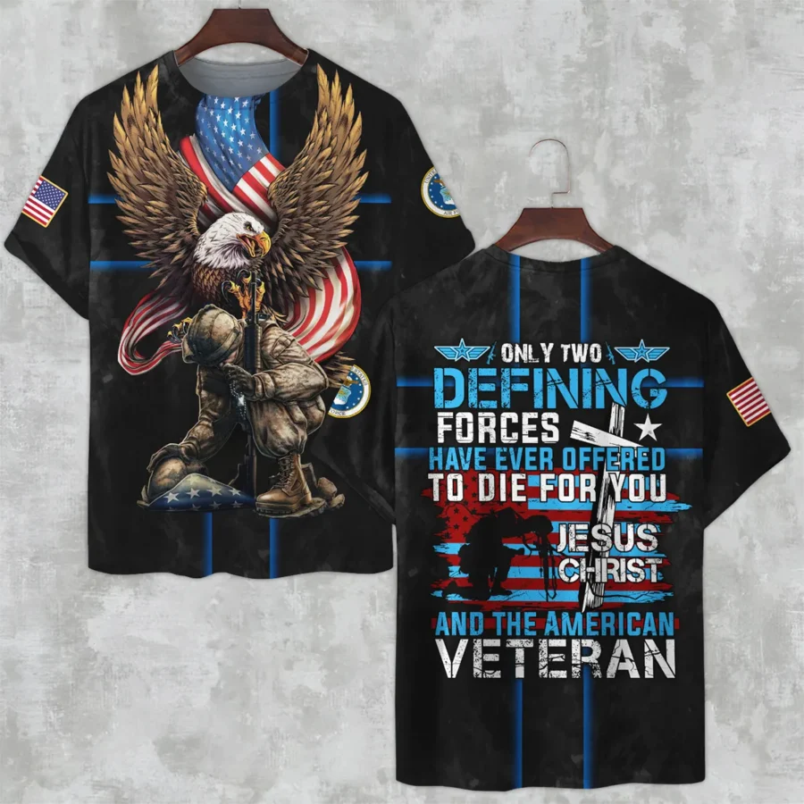 Veteran Only Two Defining Forces Have Ever Offered To Die For You U.S. Air Force All Over Prints Unisex T-Shirt