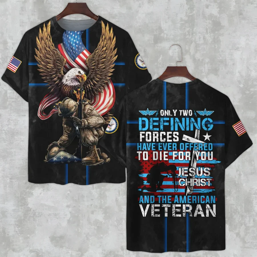 Veteran Only Two Defining Forces Have Ever Offered To Die For You U.S. Navy All Over Prints Unisex T-Shirt