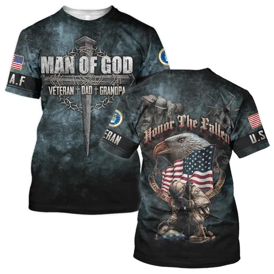 Veteran Dad Grandpa Man Of God Honor The Fallen U.S. Air Force All Over Prints Unisex T-Shirt