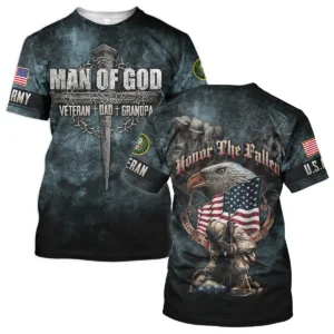 Veteran Dad Grandpa Man Of God Honor The Fallen U.S. Army All Over Prints Oversized Hawaiian Shirt