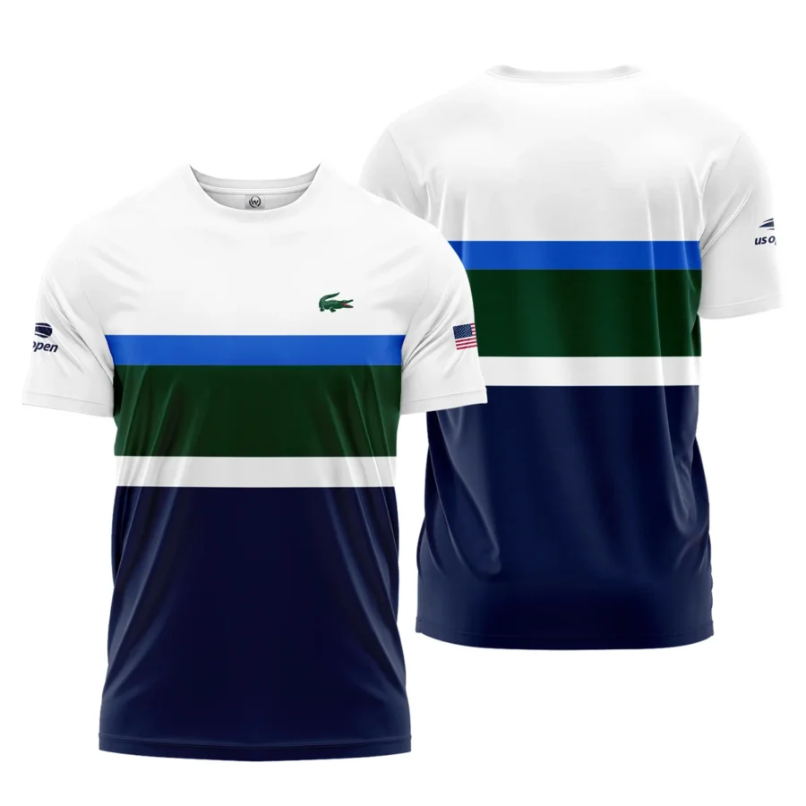 Lacoste US Open Tennis Green Blue White Pattern Performance T-Shirt Style Classic