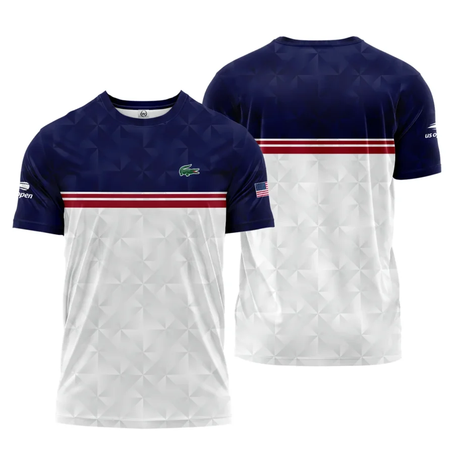 Lacoste US Open Tennis Purple White Red Line Abstract Performance T-Shirt Style Classic