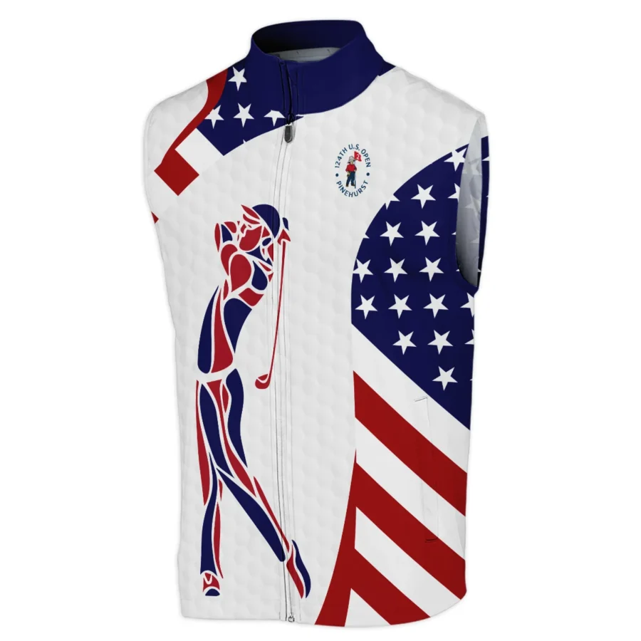 124th U.S. Open Pinehurst Cobra Golf  Blue Red Golf Pattern White Flag Sleeveless Jacket Style Classic