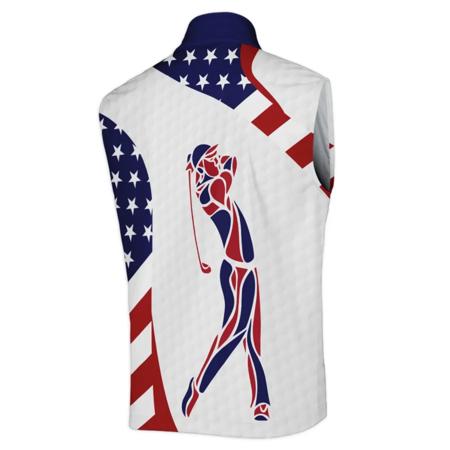 124th U.S. Open Pinehurst Cobra Golf  Blue Red Golf Pattern White Flag Sleeveless Jacket Style Classic