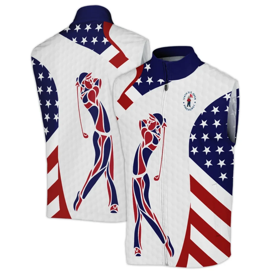 124th U.S. Open Pinehurst Cobra Golf  Blue Red Golf Pattern White Flag Sleeveless Jacket Style Classic