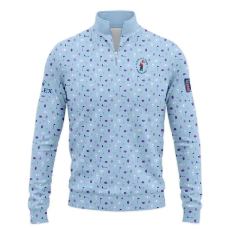 124th U.S. Open Pinehurst Rolex  Golf Icons Pattern Light Blue Quarter-Zip Jacket Style Classic