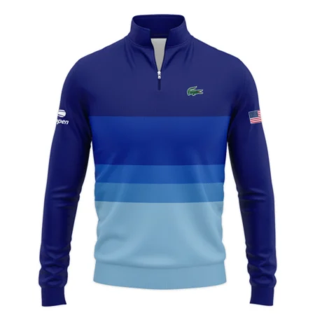 US Open Tennis Blue Gradient Background Lacoste Quarter-Zip Jacket Style Classic