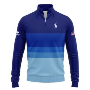 US Open Tennis Blue Gradient Background Ralph Lauren Zipper Hoodie Shirt Style Classic