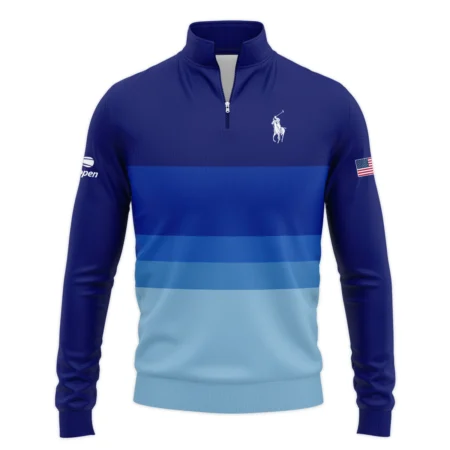 US Open Tennis Blue Gradient Background Ralph Lauren Quarter-Zip Jacket Style Classic