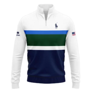 Ralph Lauren US Open Tennis Green Blue White Pattern Zipper Hoodie Shirt Style Classic