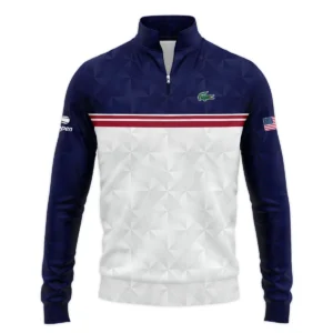 Lacoste US Open Tennis Purple White Red Line Abstract Zipper Hoodie Shirt Style Classic