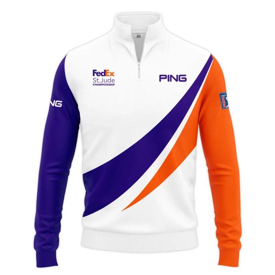 Golf Sport Orange Mix Blue FedEx St. Jude Championship Pinehurst Ping Quarter-Zip Jacket Style Classic