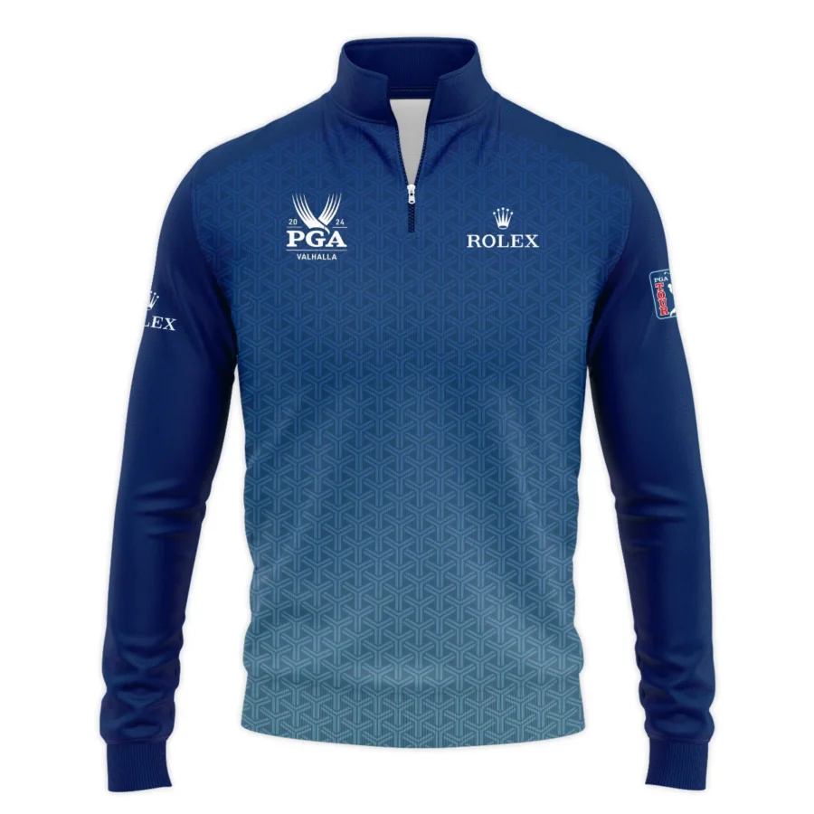 Golf Sport Pattern Blue Sport Uniform 2024 PGA Championship Valhalla Rolex Quarter-Zip Jacket Style Classic