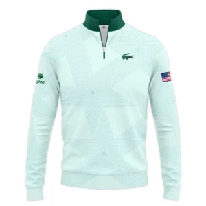 Tennis Pattern Star Light Green US Open Tennis Lacoste Zipper Hoodie Shirt Style Classic