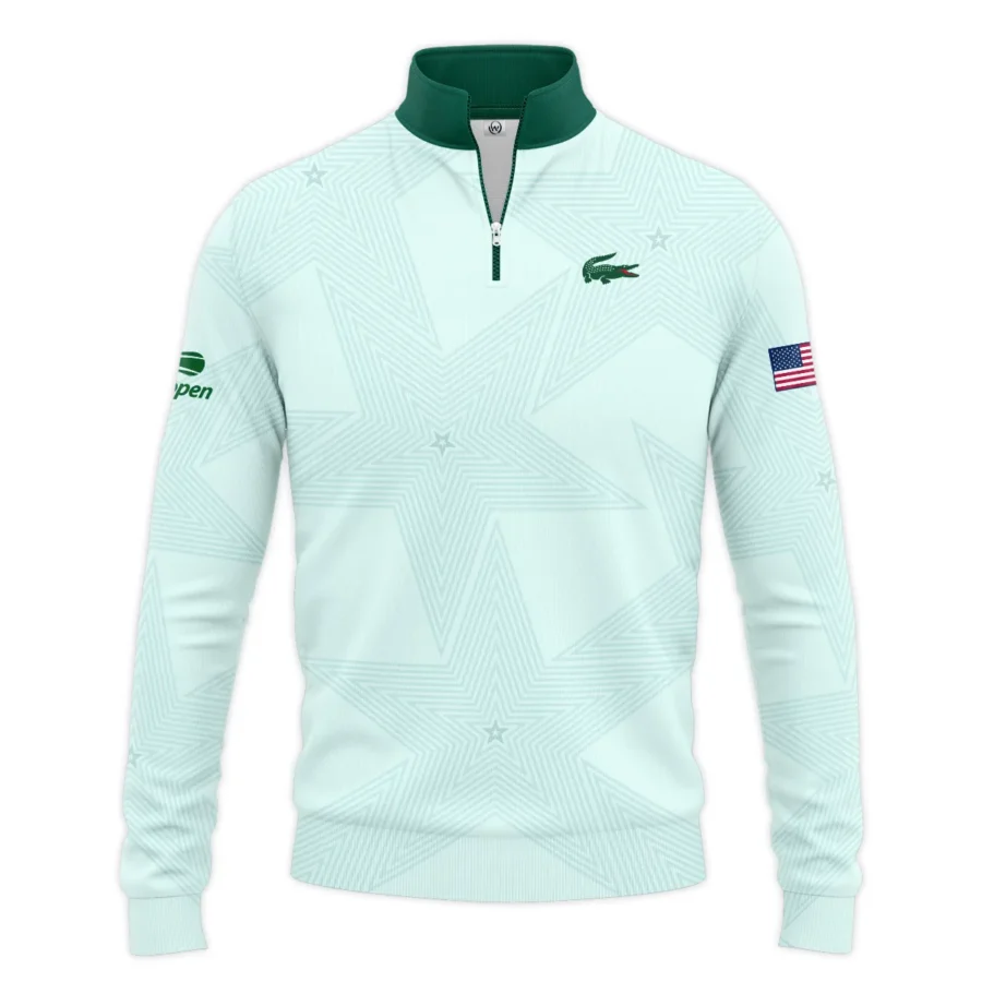 Tennis Pattern Star Light Green US Open Tennis Lacoste Quarter-Zip Jacket Style Classic