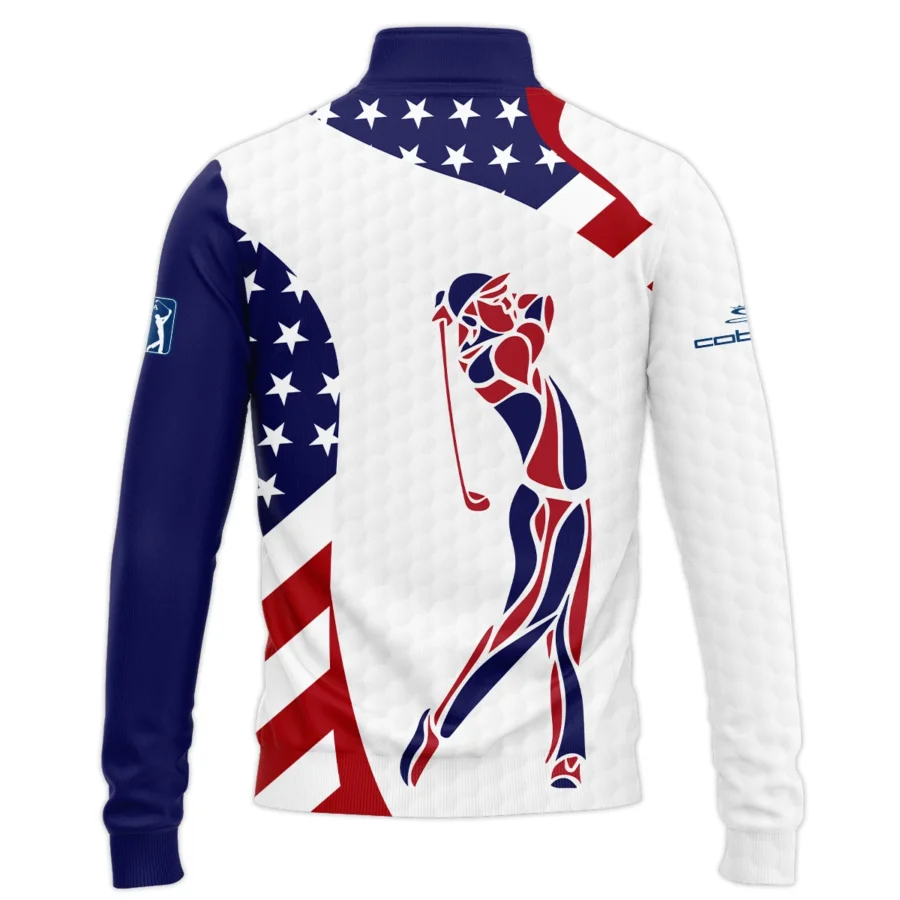 124th U.S. Open Pinehurst Cobra Golf  Blue Red Golf Pattern White Flag Quarter-Zip Jacket Style Classic