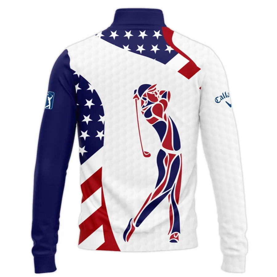 124th U.S. Open Pinehurst Callaway Blue Red Golf Pattern White Flag Quarter-Zip Jacket Style Classic