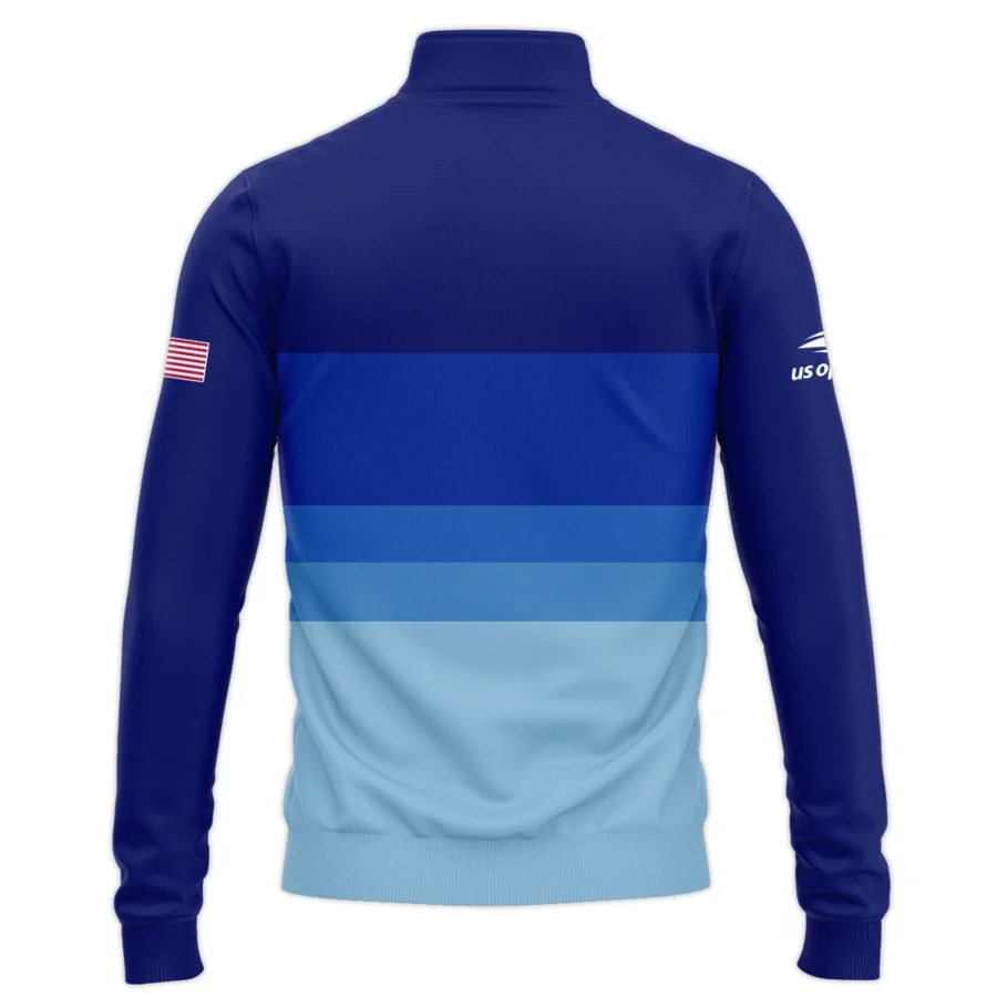 US Open Tennis Blue Gradient Background Lacoste Quarter-Zip Jacket Style Classic