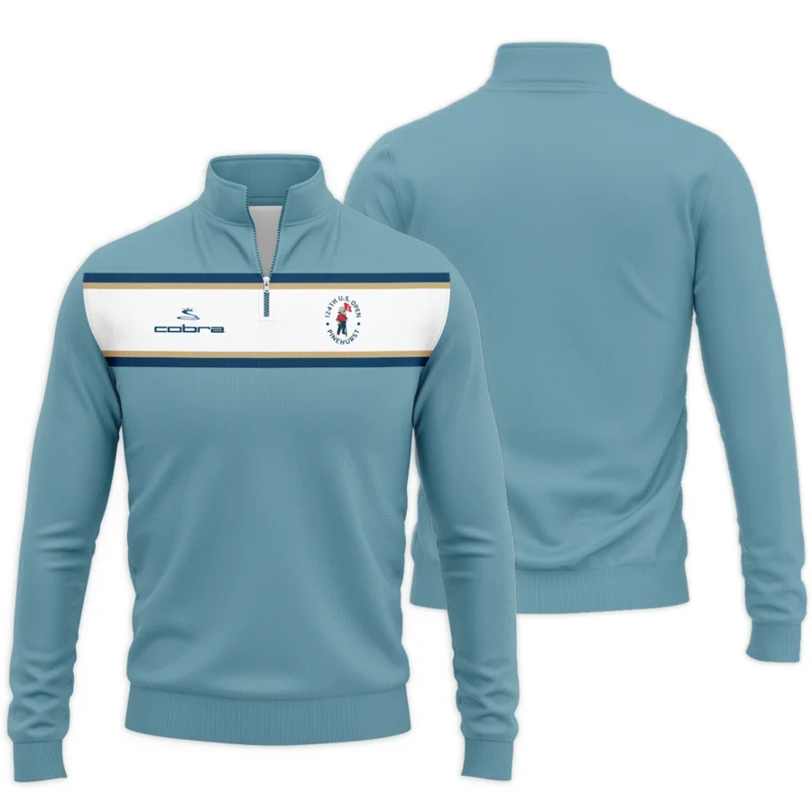 124th U.S. Open Pinehurst Golf Sport Mostly Desaturated Dark Blue Yellow Cobra Golf Quarter-Zip Jacket Style Classic