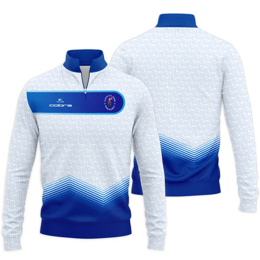 124th U.S. Open Pinehurst Blue Gradient Pattern White  Cobra Golf Quarter-Zip Jacket Style Classic