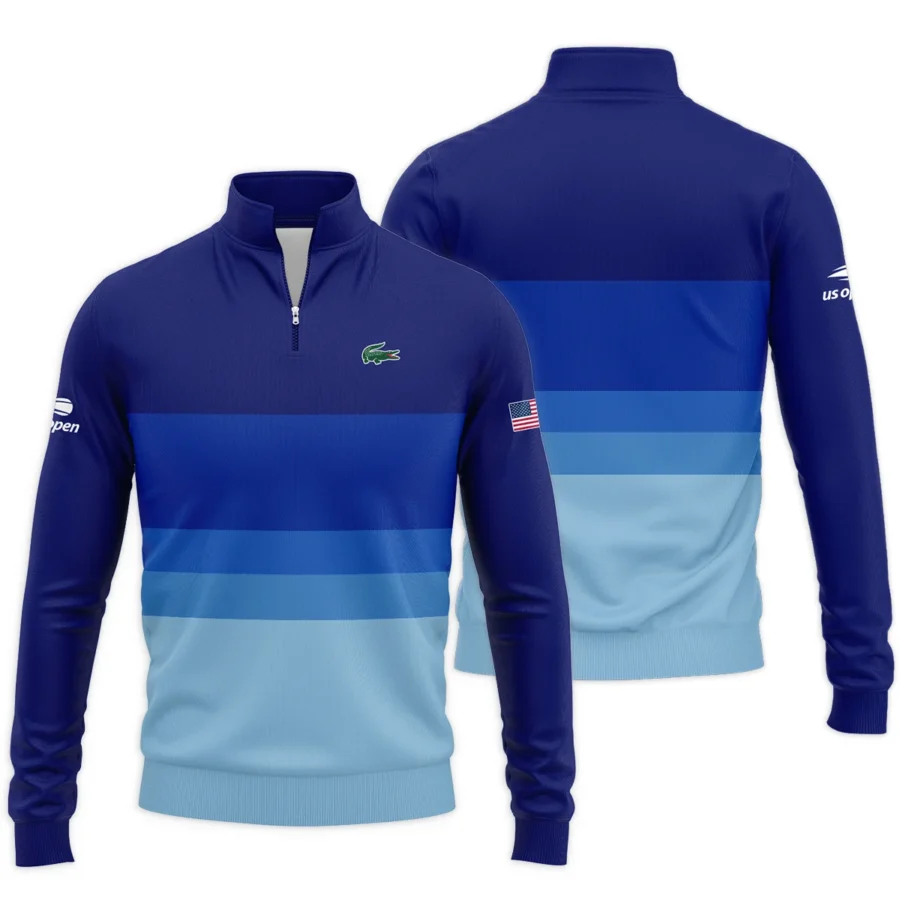 US Open Tennis Blue Gradient Background Lacoste Quarter-Zip Jacket Style Classic