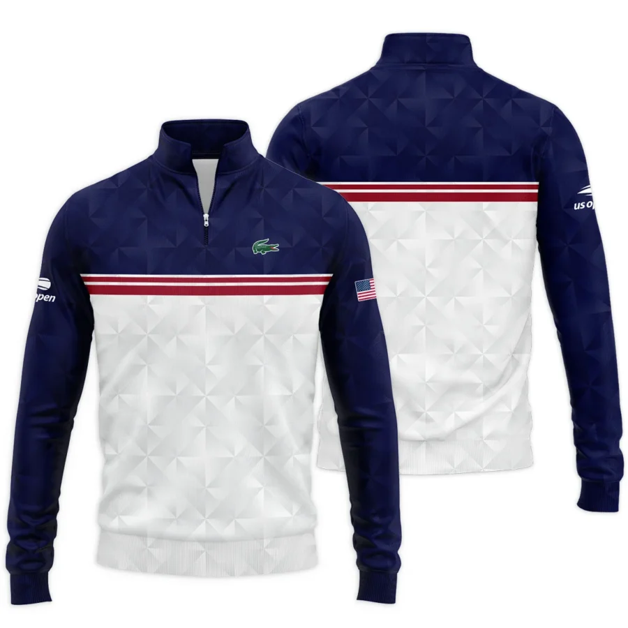 Lacoste US Open Tennis Purple White Red Line Abstract Quarter-Zip Jacket Style Classic