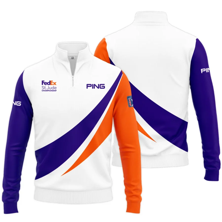 Golf Sport Orange Mix Blue FedEx St. Jude Championship Pinehurst Ping Quarter-Zip Jacket Style Classic