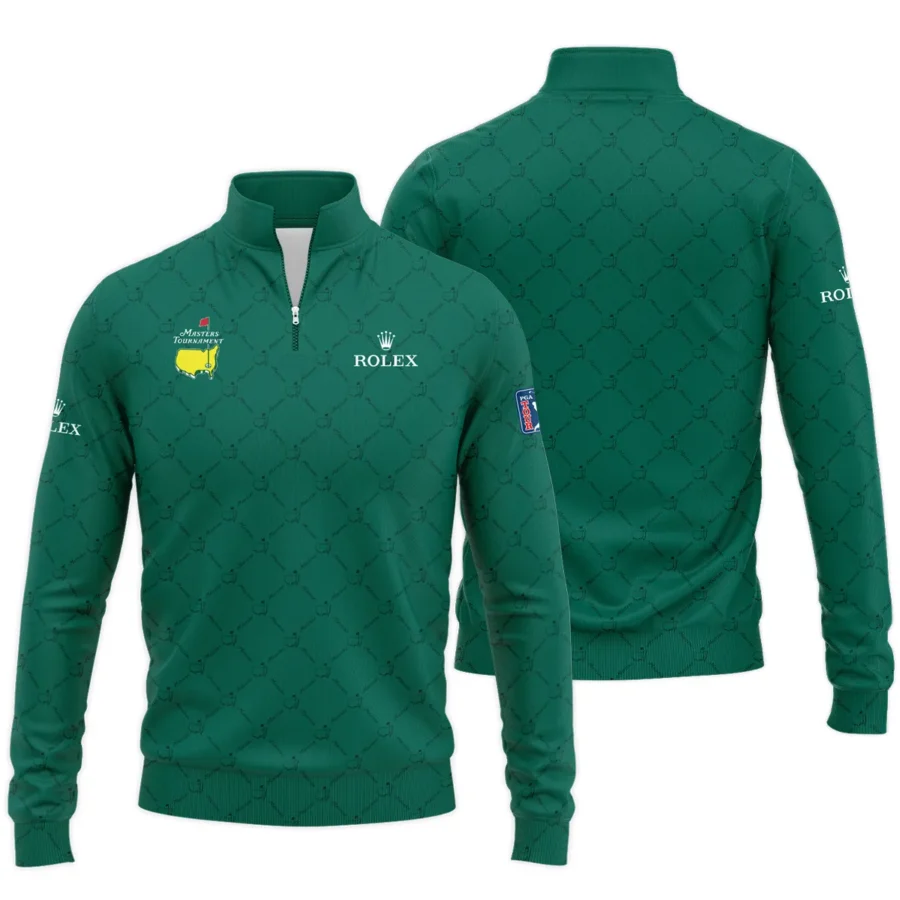 Golf Sport Pattern Color Green Mix Black Masters Tournament Rolex Quarter-Zip Jacket Style Classic