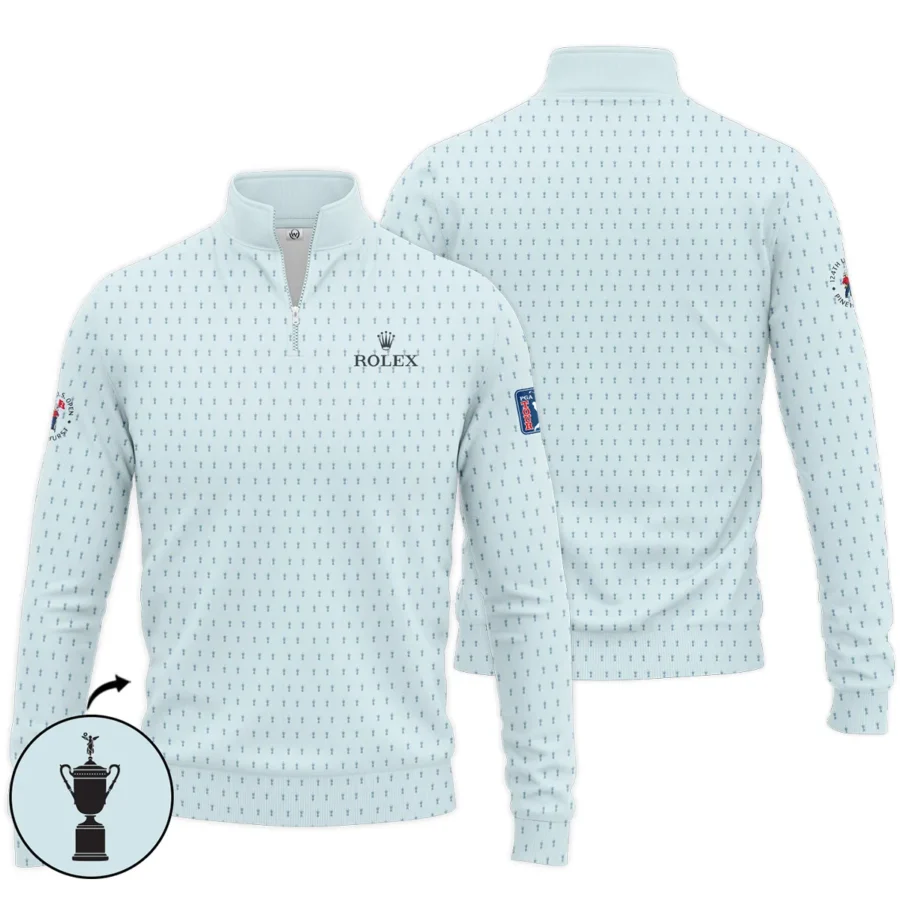 Golf Pattern Cup Light Blue Mix Green 124th U.S. Open Pinehurst Pinehurst Rolex Quarter-Zip Jacket Style Classic