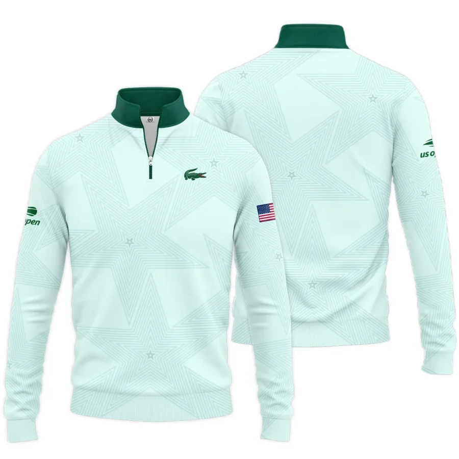 Tennis Pattern Star Light Green US Open Tennis Lacoste Quarter-Zip Jacket Style Classic