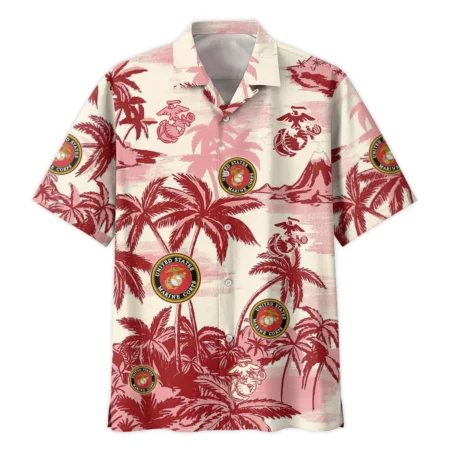 Hawaii Pattern Summer Beach Shirt Veteran U.S. Marine Corps All Over Prints Oversized Hawaiian Shirt