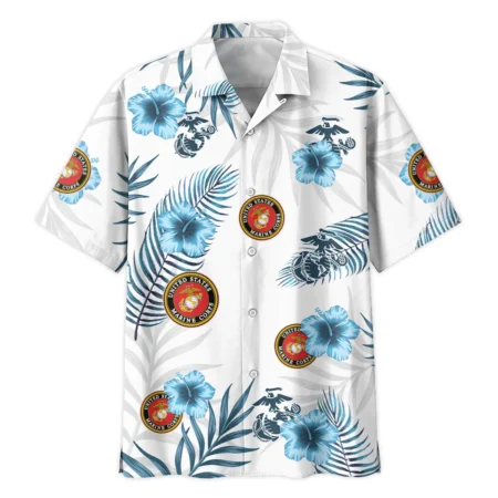 Hawaii Pattern Summer Beach Shirt Veteran U.S. Marine Corps All Over Prints Oversized Hawaiian Shirt