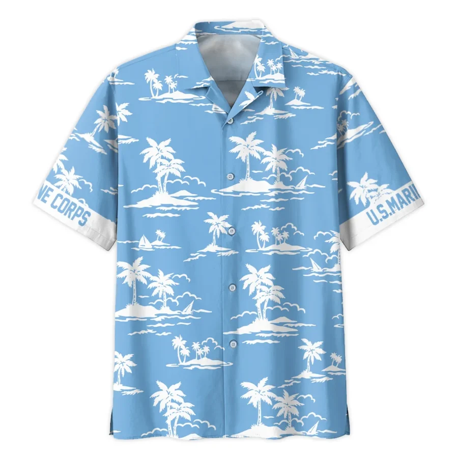 Hawaii Pattern Summer Beach Shirt Veteran U.S. Marine Corps All Over Prints Oversized Hawaiian Shirt