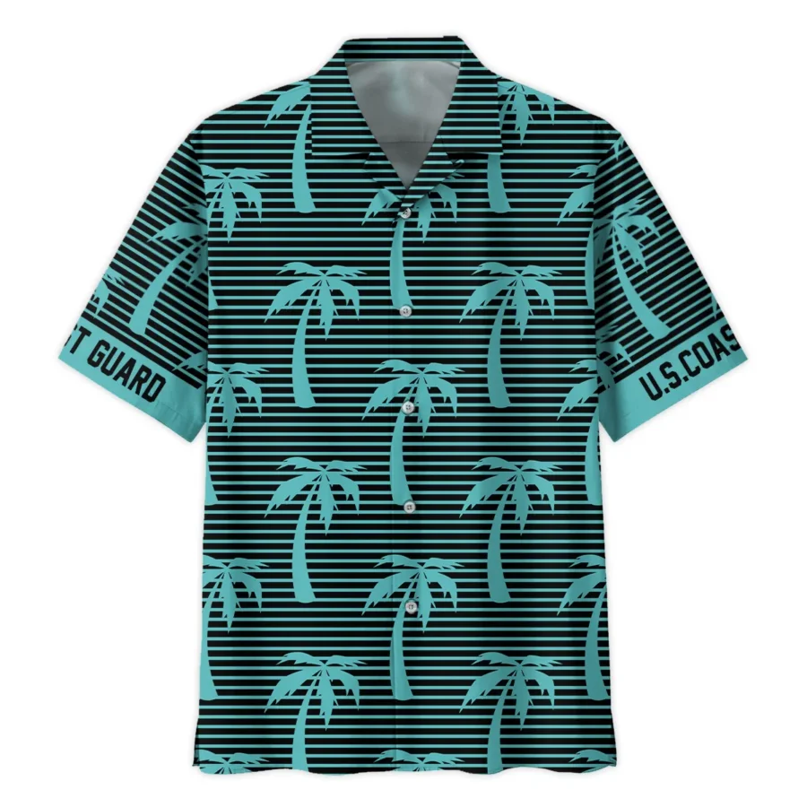 Hawaii Palm Tree Pattern Summer Beach Shirt Veteran U.S. Coast Guard All Over Prints Oversized Hawaii Palm Treean Shirt