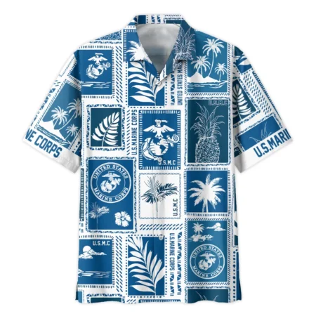 Hawaii Style Pattern U.S. Marine Corps Oversized Hawaiian Shirt All Over Prints Gift Loves