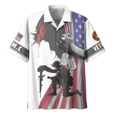 I Am Proud Veteran And A Dad U.S. Marine Corps All Over Prints Oversized Hawaiian Shirt