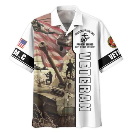 Proudly Served I Am A Dad A Grandpa And A Veteran U.S. Marine Corps All Over Prints Oversized Hawaiian Shirt