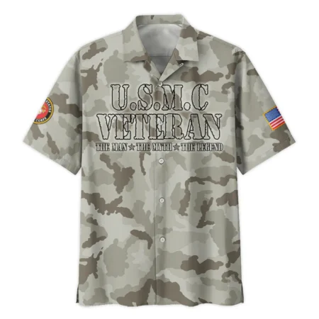 Veteran The Man The Myth The Legend U.S. Marine Corps All Over Prints Oversized Hawaiian Shirt