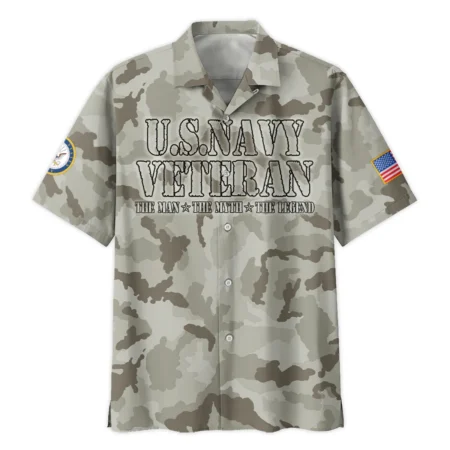 Veteran The Man The Myth The Legend U.S. Navy All Over Prints Oversized Hawaiian Shirt