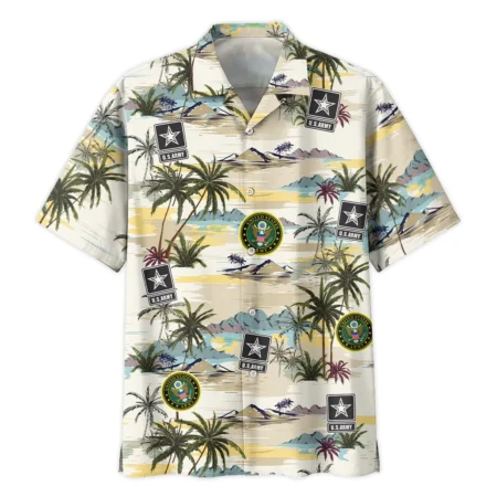 Hawaii Pattern Summer Beach Shirt Veteran U.S. Army All Over Prints Oversized Hawaiian Shirt