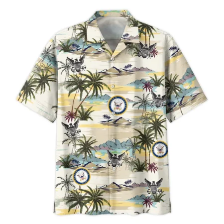 Hawaii Pattern Summer Beach Shirt Veteran U.S. Navy All Over Prints Oversized Hawaiian Shirt