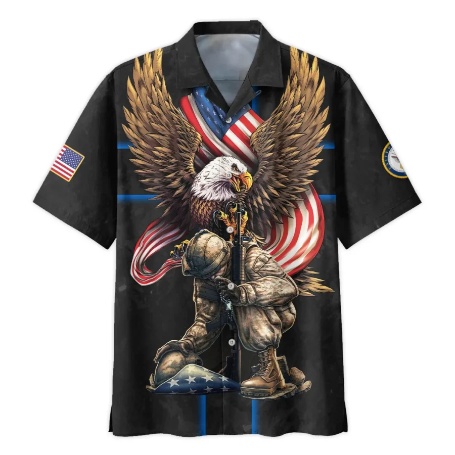 Veteran Only Two Defining Forces Have Ever Offered To Die For You U.S. Navy All Over Prints Oversized Hawaiian Shirt