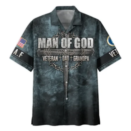 Veteran Dad Grandpa Man Of God Honor The Fallen U.S. Air Force All Over Prints Oversized Hawaiian Shirt