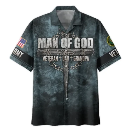 Veteran Dad Grandpa Man Of God Honor The Fallen U.S. Army All Over Prints Oversized Hawaiian Shirt