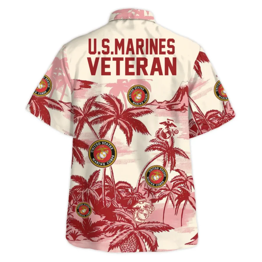 Hawaii Pattern Summer Beach Shirt Veteran U.S. Marine Corps All Over Prints Oversized Hawaiian Shirt